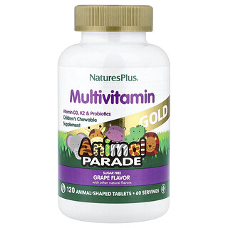 NaturesPlus Animal Parade Gold מולטי ויטמין לילדים-ענבים