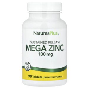 NaturesPlus Mega Zinc - שחרור מושהה 100 מ"ג - 90 טבליות