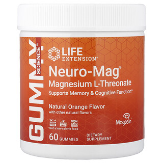 Neuro-Mag® מגנזיום כתראונט - סוכריות בטעם תפוז - Life Extension