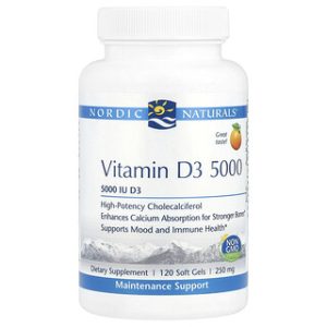 Nordic Naturals D3 5000 IU כתום - 120 כמוסות ג'ל