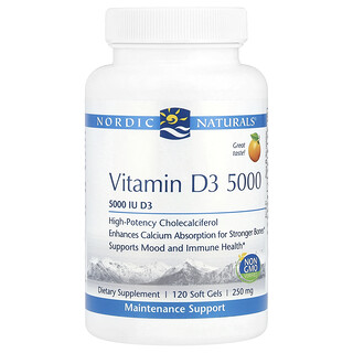 Nordic Naturals D3 5000 IU כתום - 120 כמוסות ג'ל
