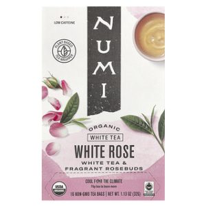 Numi Tea - תה לבן אורגני ורד לבן - 16 שקיקים