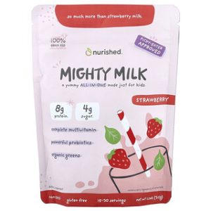 Nurished Kids Mighty Milk תות 315 גרם - משקה חלב לילדים