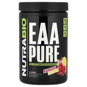 NutraBio EAA Pure - אבקת חומצות אמינו חיוניות - טעם פטל לימונדה