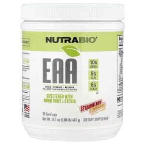 NutraBio EAA תוסף חומצות אמינו - טעם לימון תות
