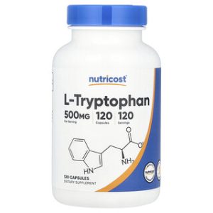 Nutricost L-טריפטופן 500 מ"ג - 120 כמוסות - שינה ורוגע