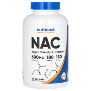 Nutricost NAC 600 מ"ג , נוגדי חמצון טבעוניים - 180 כמוסות