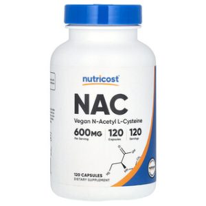 Nutricost NAC 600 מ"ג - תוסף תזונה טבעוני 120 כמוסות