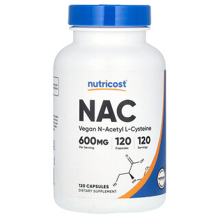 Nutricost NAC 600 מ"ג - תוסף תזונה טבעוני 120 כמוסות