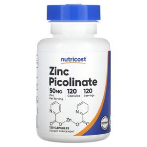 Nutricost אבץ פיקולינאט 50 מ"ג - 120 כמוסות