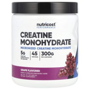 Nutricost קריאטין מונוהידראט ענבים - 300 גרם לשיפור ביצועים