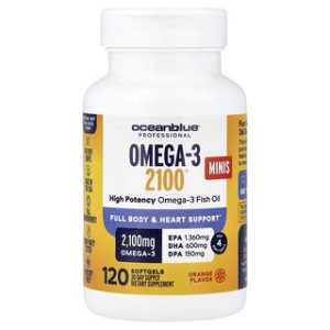 OceanBlue Omega-3 2100® מיני - 120 כמוסות - בטעם תפוז