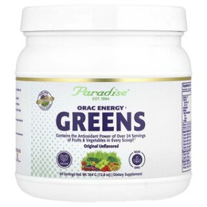 Paradise Herbs ORAC Greens- אבקת אנרגיה טבעית- 364 גרם