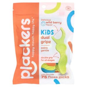 Plackers Kids Dual Gripz-חוט דנטלי לילדים-אוכמניות