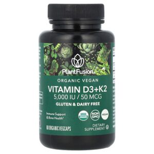 PlantFusion ויטמין D3+K2 אורגני טבעוני - 60 כמוסות