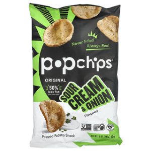 Popchips- צ'יפס אפוי- טעמים מקורי ושמנת בצל - 142 גרם