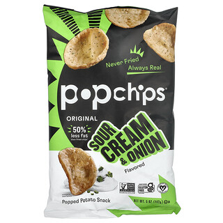 Popchips- צ'יפס אפוי- טעמים מקורי ושמנת בצל - 142 גרם