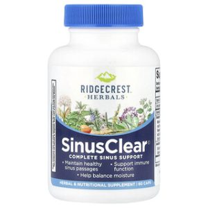 RidgeCrest Herbals SinusClear - הקלה בטוחה לגודש 60 כמוסות