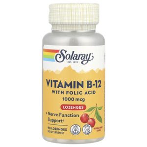 Solaray B12 עם חומצה פולית - מציצות בטעם דובדבן