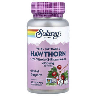 Solaray Hawthorn 60 VegCaps - תומך לב בריאותי טבעי