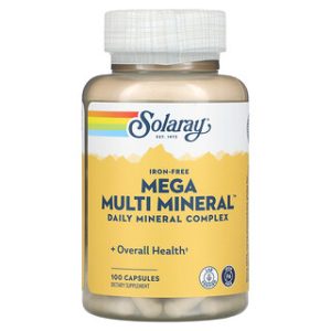 Solaray Mega Multi Mineral - ללא ברזל - 100 כמוסות