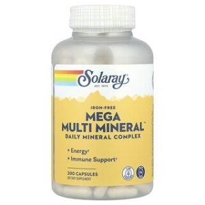 Solaray Mega Multi Mineral - ללא ברזל - 200 כמוסות