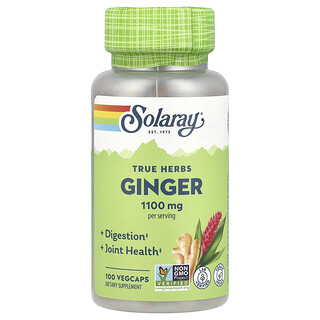 Solaray True Herbs ג'ינג'ר - כמוסות צמחיות 100 יחידות