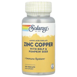 Solaray Zinc Copper - אבץ נחושת, קלפ וזרעי דלעת - 100 כמוסות