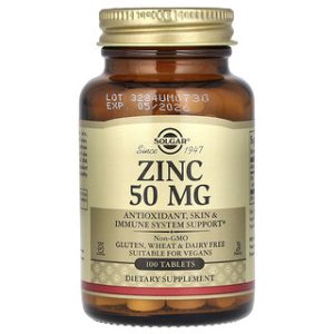 Solgar Zinc 50mg - אבץ לחיזוק המערכת החיסונית - 100 טבליות