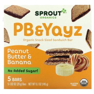 Sprout Organics PB&Yayz, חטיף אורגני בוטנים ובננה - 5 יחידות