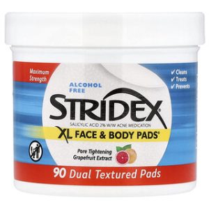 Stridex ללא אלכוהול- פדי גוף ופנים 90 יחידות