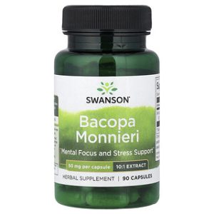 Swanson Bacopa Monnieri 50 מ"ג - 90 כמוסות לזיכרון וריכוז