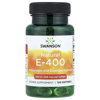 Swanson E-400 - ויטמין E טבעי 100 כמוסות רכות