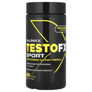 TestoFX Sport ALLMAX - תוסף תמיכה טסטוסטרון - 80 כמוסות