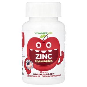 VitaWorks Kids Zinc Cherry - תוסף אבץ לילדים 120 טבליות