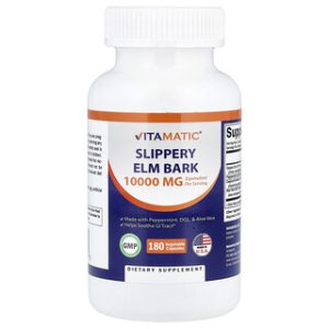 Vitamatic Slippery Elm Bark - כמוסות תוסף תזונה 180 יח'