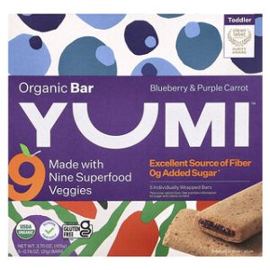Yumi Organic Bar- תינוקות- אוכמניות וגזר סגול- 5 יח'