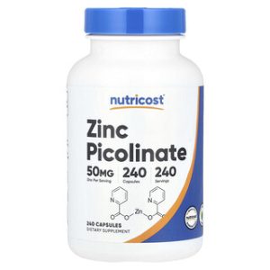 אבץ פיקולינאט Nutricost 50 מ"ג - 240 כמוסות - בריאות