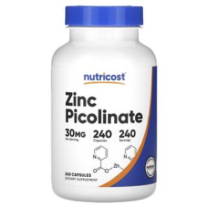 אבץ פיקולינט Nutricost 30 מ"ג - 240 כמוסות - בריאות