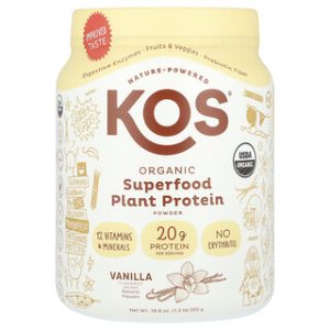 אבקת חלבון צמחי אורגנית וניל KOS - 555 גרם