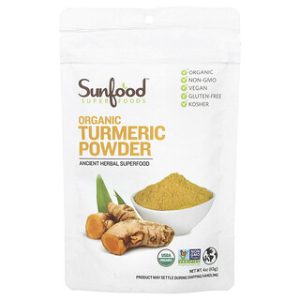 אבקת כורכום אורגנית Sunfood - 113 גרם - בריאות טבעית