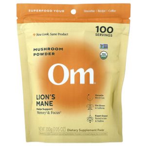 אבקת פטריות Om Lions Mane- 200 גרם , לשיפור הזיכרון