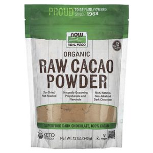 אבקת קקאו אורגנית גולמית - NOW Foods 340 גרם