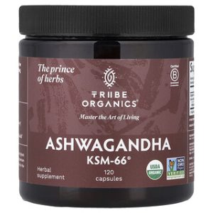 אשווגנדה KSM-66 Tribe Organics - 120 כמוסות 300 מ"ג