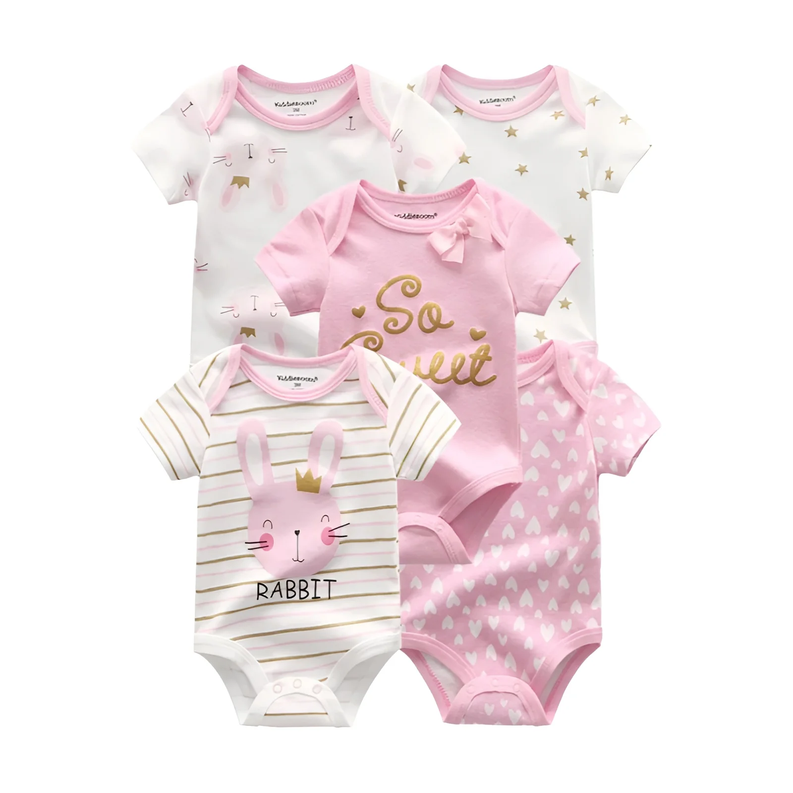 בגדי גוף לתינוקות - 5 יחידות כותנה קריקטורה