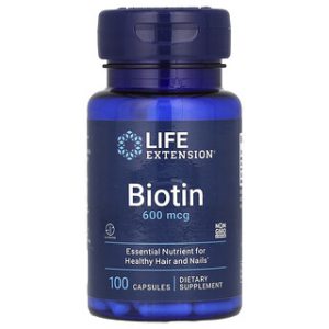 ביוטין Life Extension 600 מק"ג - 100 כמוסות - בריאות השיער