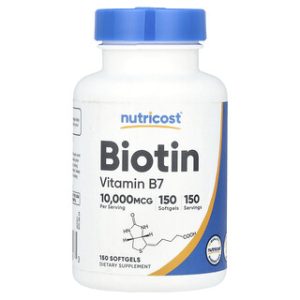 ביוטין Nutricost 10,000 מק"ג - ויטמין B7 - 150 כמוסות רכות