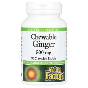 ג'ינג'ר לעיס Natural Factors - 500 מ"ג - 90 טבליות