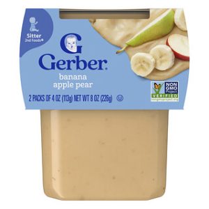 גרבר מזון לתינוקות בננה תפוח אגס - 2 יחידות