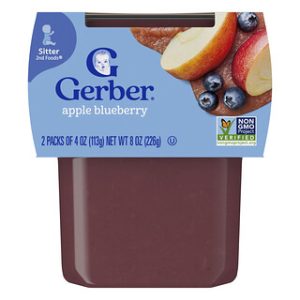 גרבר מזון לתינוקות תפוח ואוכמניות 2 יח׳